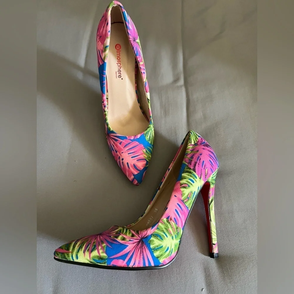 Atmosphere Tropical Floral Design Heels/Pumps 7